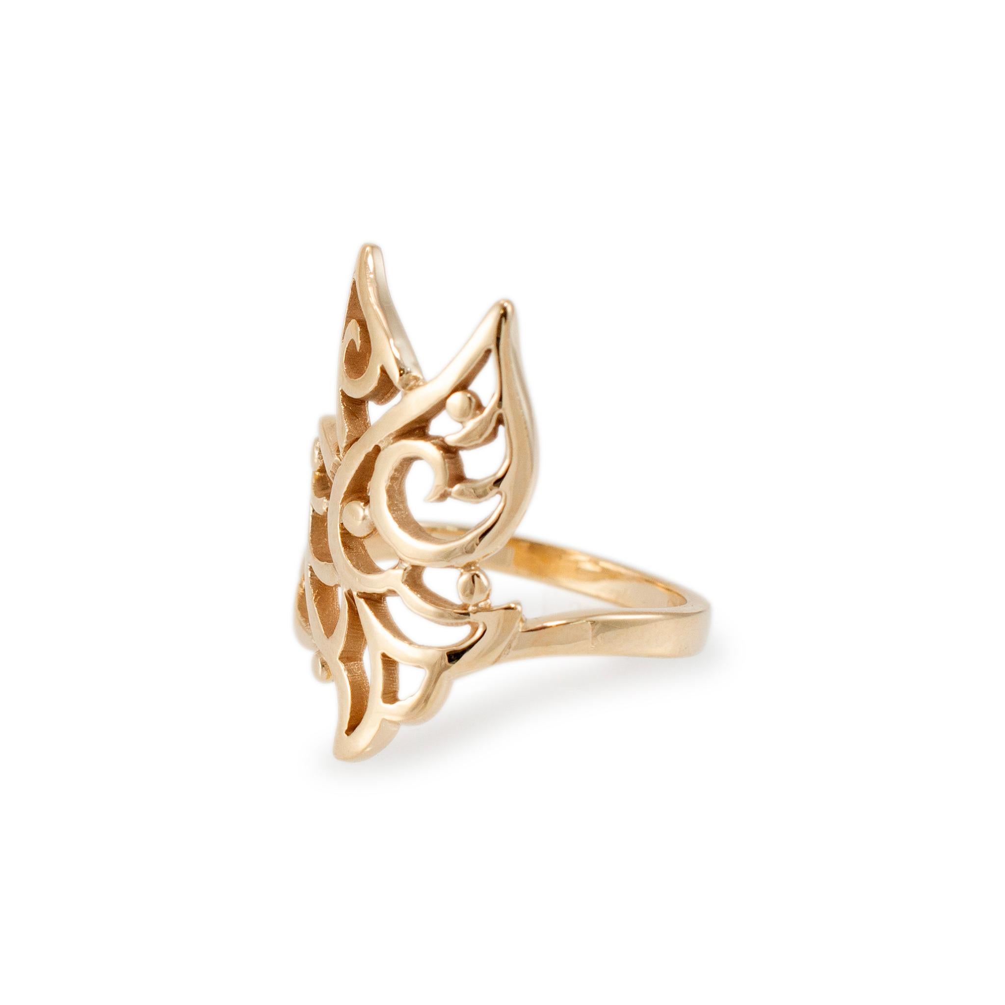 James Avery, bague cocktail rétirée en or jaune 14 carats ajourée Bird in Flight Dove Excellent état - En vente à Houston, TX