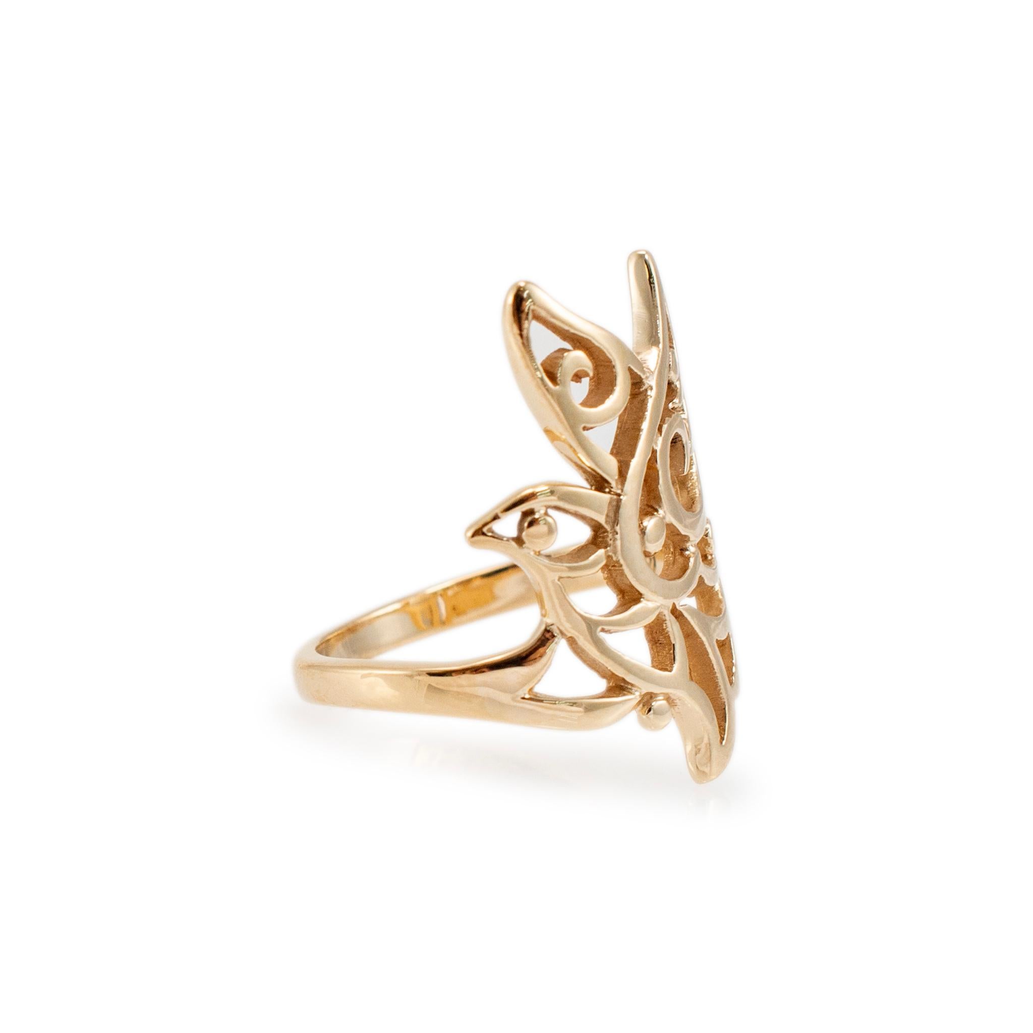 James Avery, bague cocktail rétirée en or jaune 14 carats ajourée Bird in Flight Dove Pour femmes en vente