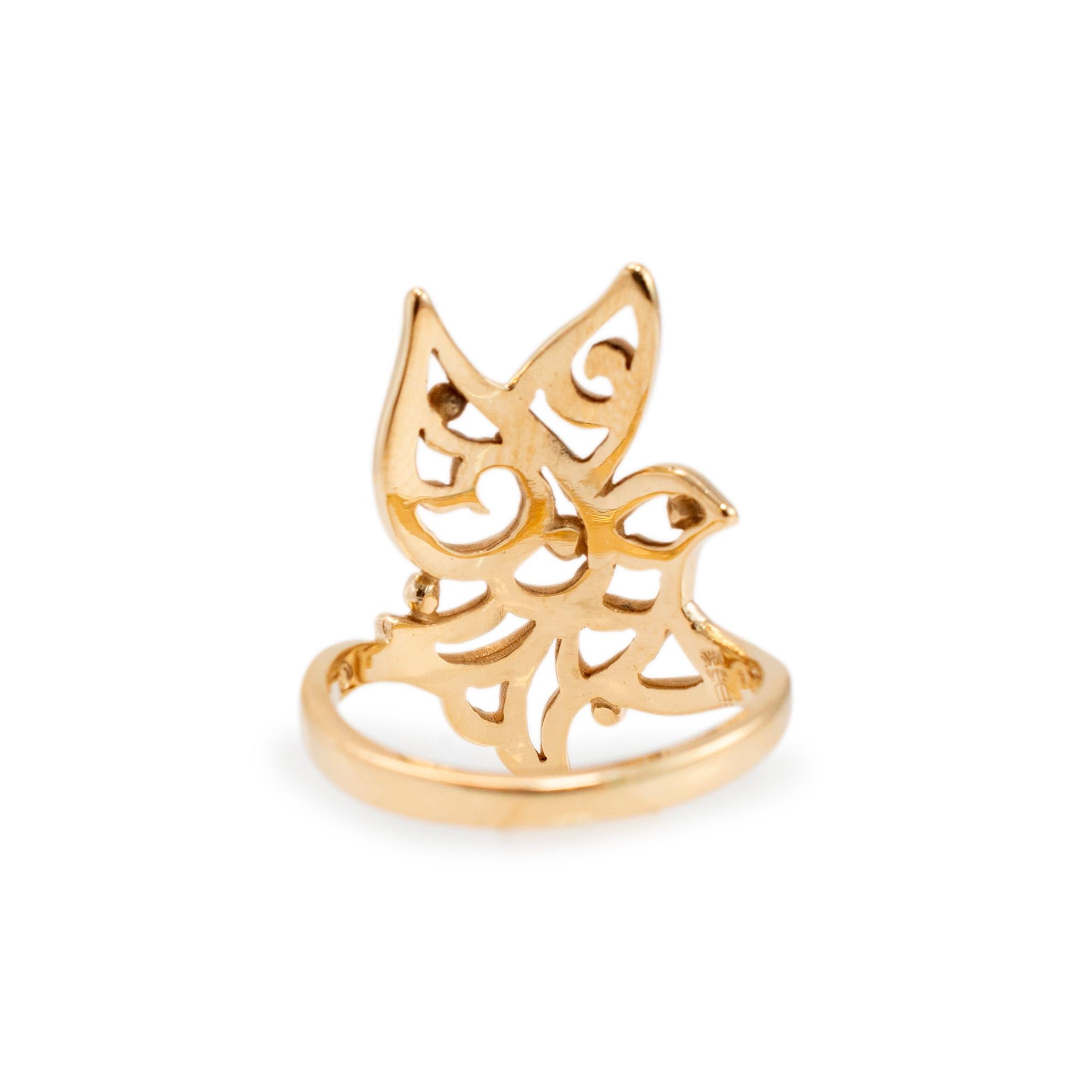 James Avery, bague cocktail rétirée en or jaune 14 carats ajourée Bird in Flight Dove en vente 1