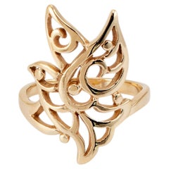 James Avery Retired 14K Yellow Gold Openwork Bird in Flight Dove Cocktail Ring
