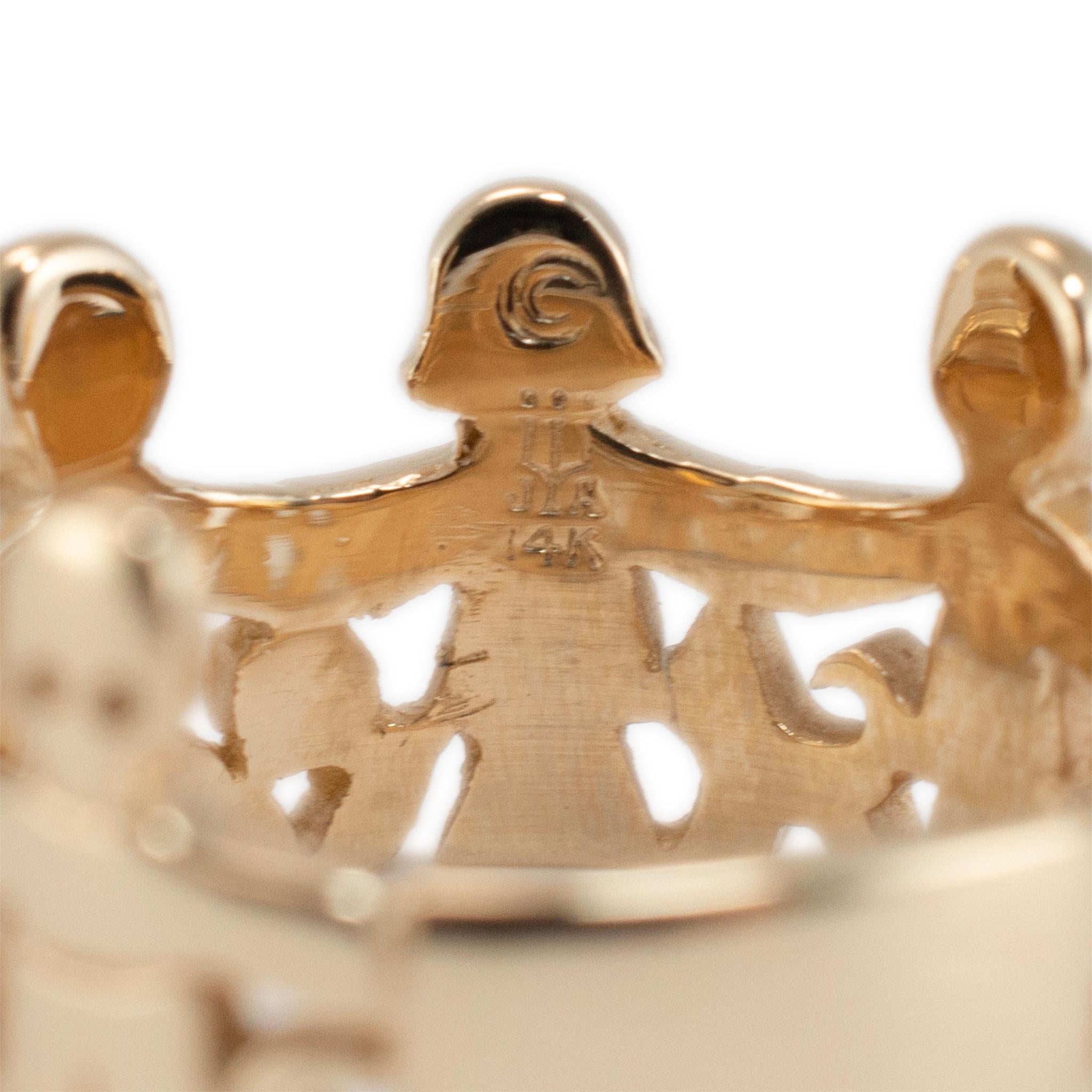 James Avery Retired 14K Yellow Gold Paper Dolls Band Ring 2