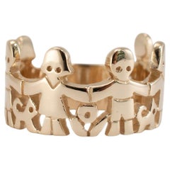 James Avery Retired 14K Yellow Gold Paper Dolls Band Ring