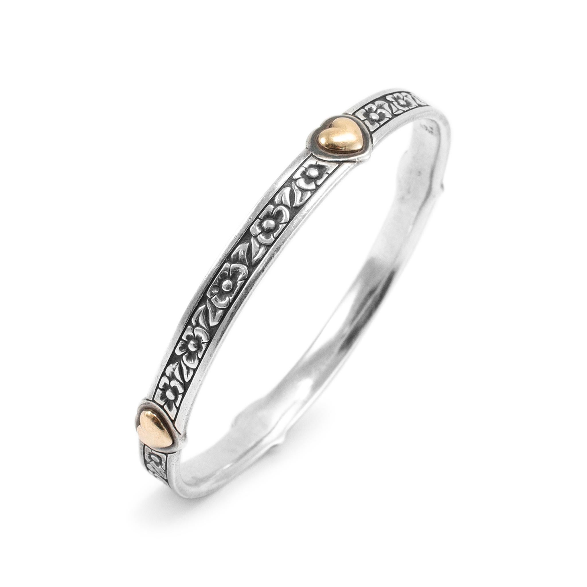 Marke: James Avery

Geschlecht: Frauen

Metall-Typ: 14K Gelbgold und 925 Sterling Silber

Länge: 8,00 Zoll

Breite: 7,00 mm

Gewicht: 34,80 Gramm

 Armspange aus 14 Karat Gelbgold und Silber. Die Metalle wurden getestet und es wurde festgestellt,