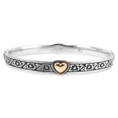 James Avery Retired 925 Sterlingsilber 14K Herz aus Gold Blume Armreif Armband