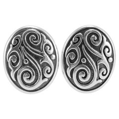 James Avery Retired 925 Sterling Silver Ornate Scroll Clip on Stud Earrings