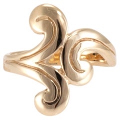 James Avery Retired Ladies 14K Yellow Gold Scroll Swirl Waves Cocktail Ring