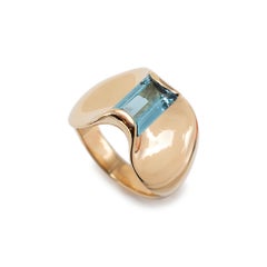 James Avery Retired Monaco 14K Yellow Gold Blue Topaz Cocktail Ring