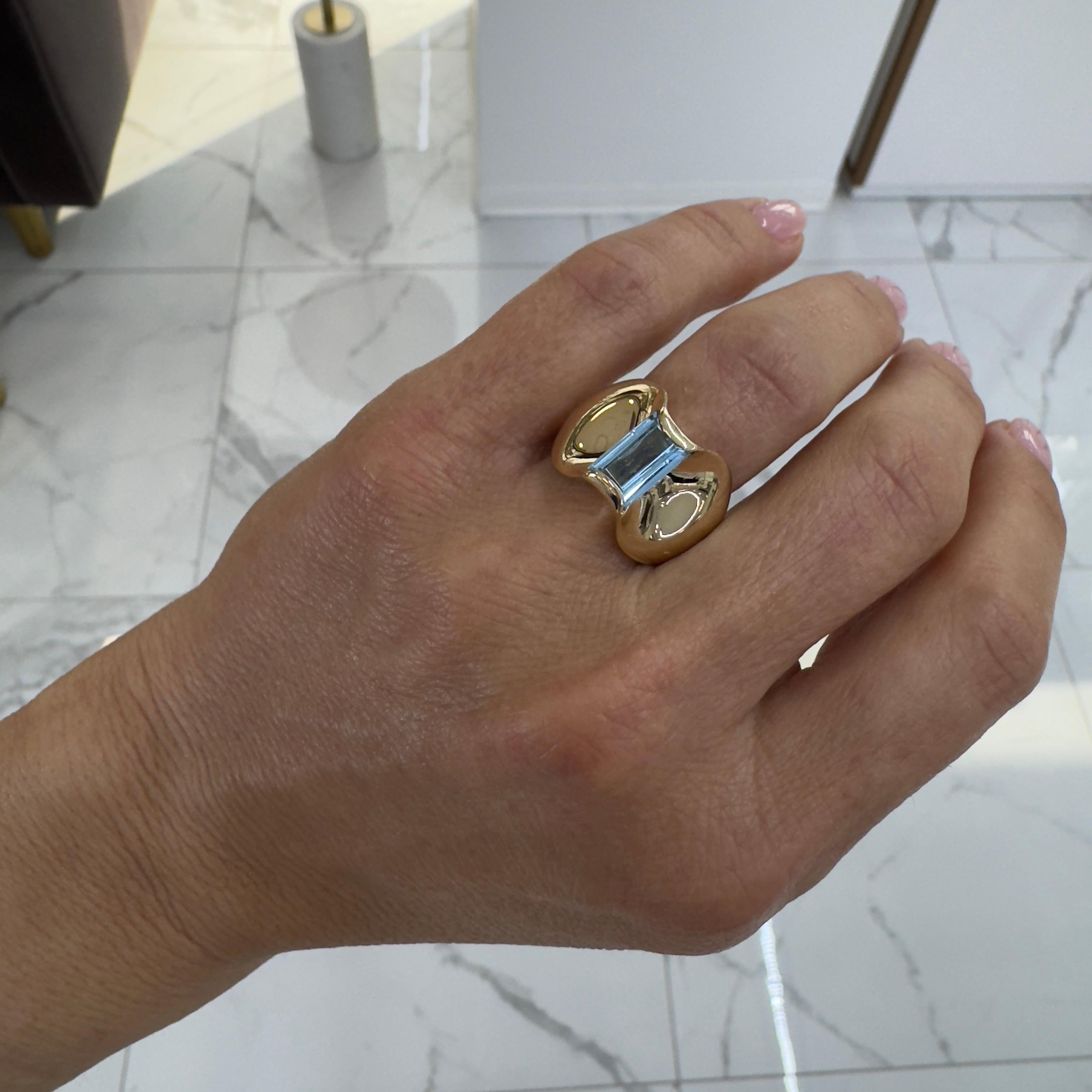 James Avery Retired Monaco 14K Yellow Gold Blue Topaz Cocktail Ring For Sale 2