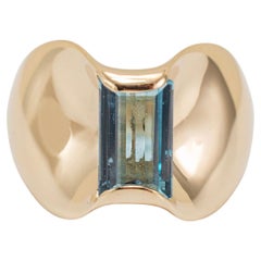 James Avery Retired Monaco Anello da cocktail in oro giallo 14 carati con topazio blu