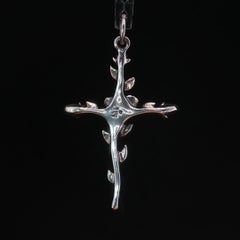 James Avery Retired Rose Cross Charm 925 Sterling Silver Flower Vine Pendant
