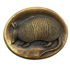 James Avery, boucle de ceinture sculpturale Armadillo à neuf bandes en bronze, État du Texas