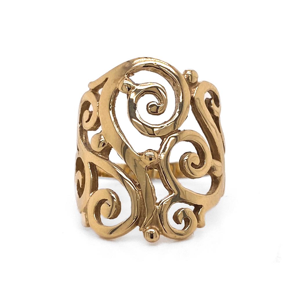 James Avery Sorrento Filigree Wide Curlicue Ring in 14 Karat Yellow Gold