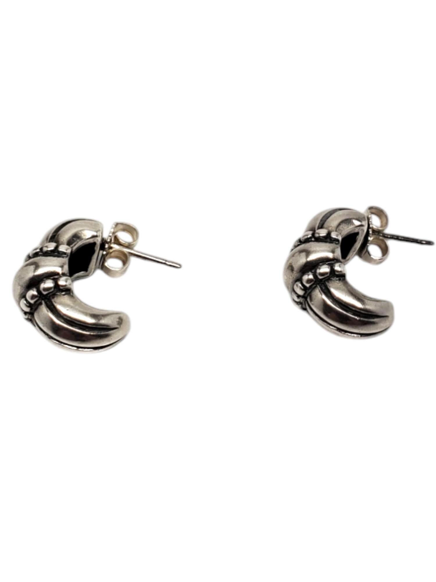 Women's James Avery Sterling Silver Beaded Huggie Hoop Earrings #20523 For Sale