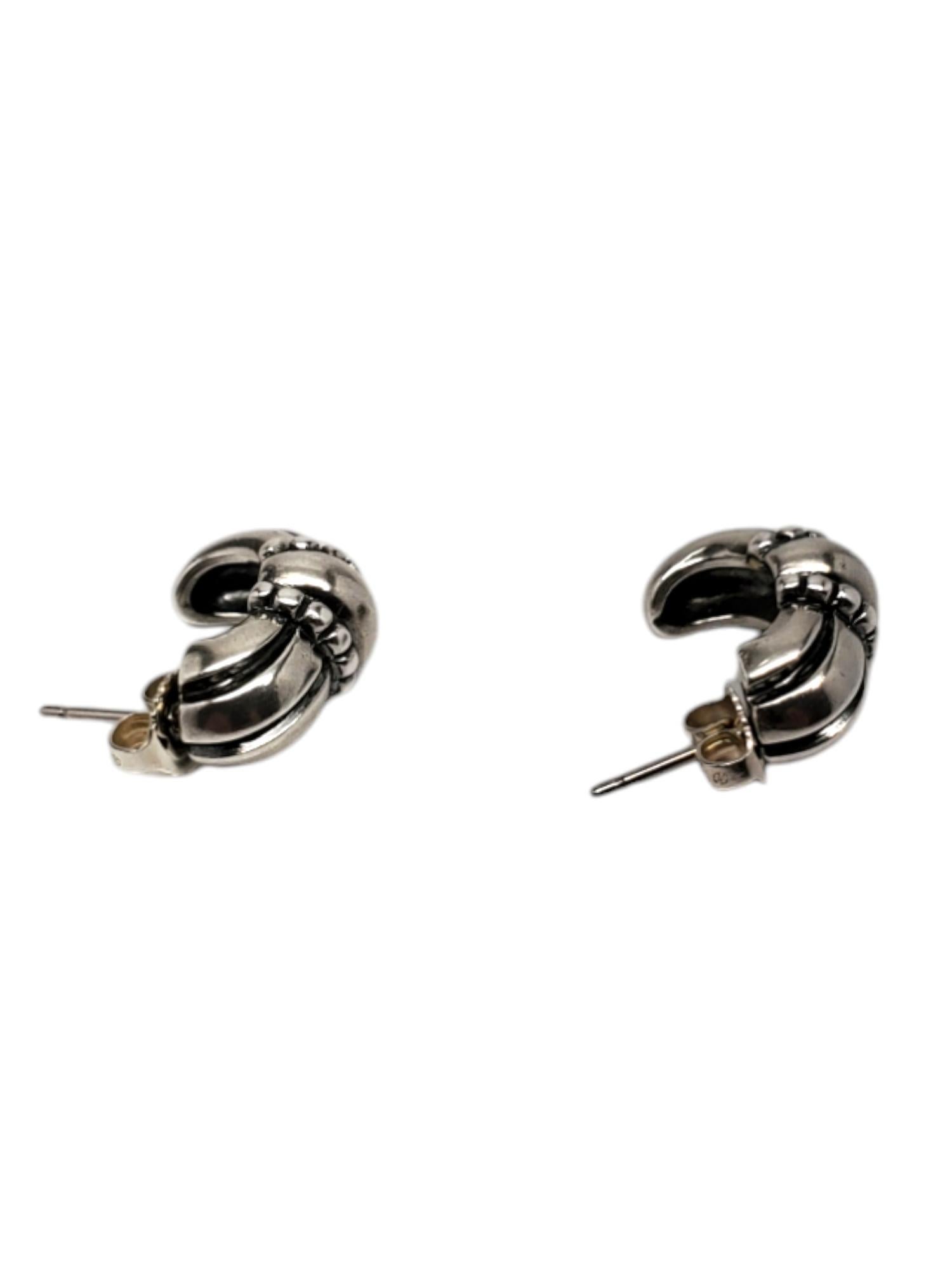 James Avery Sterling Silver Beaded Huggie Hoop Earrings #20523 For Sale 2
