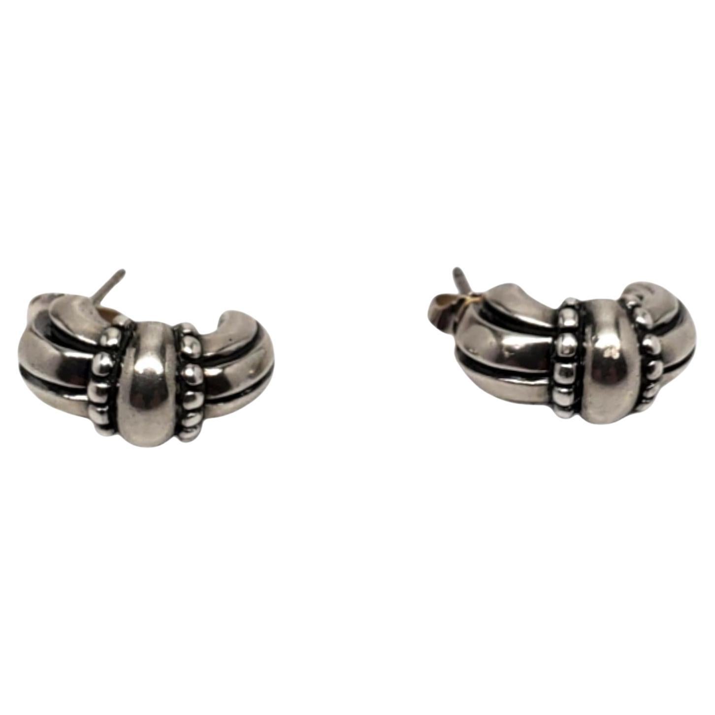 James Avery Sterling Silver Beaded Huggie Hoop Earrings #20523 For Sale