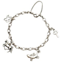 Vintage James Avery Sterling Silver Charm Bracelet with 4 Charms