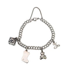 James Avery Sterling Silver Double Curb Link Charm Bracelet with 4 Charms #24169