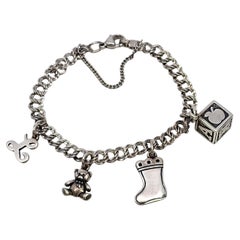 James Avery Sterling Silver Double Curb Link Charm Bracelet with 4 Charms #24169