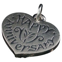 James Avery Sterling Silver Happy Anniversary Heart Charm Pendant 925