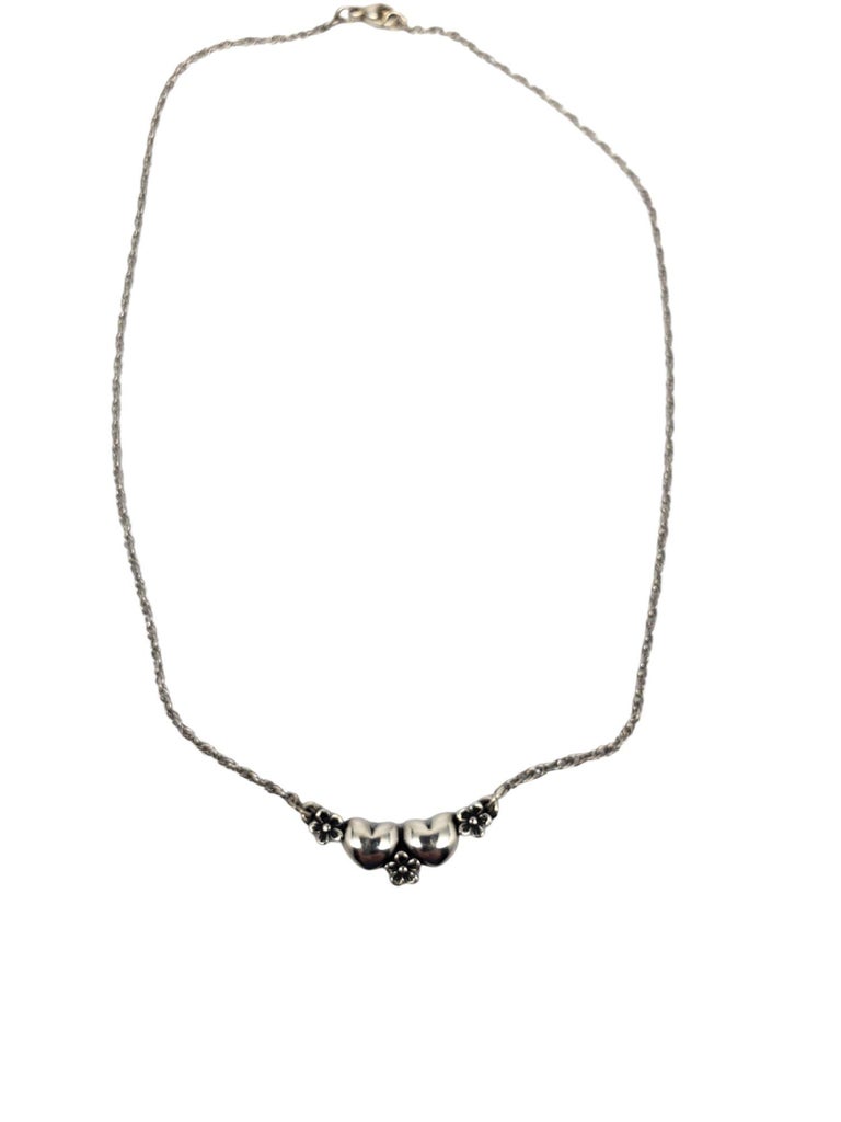 James Avery Sterling Silver Heart and Flower Link Necklace #23796