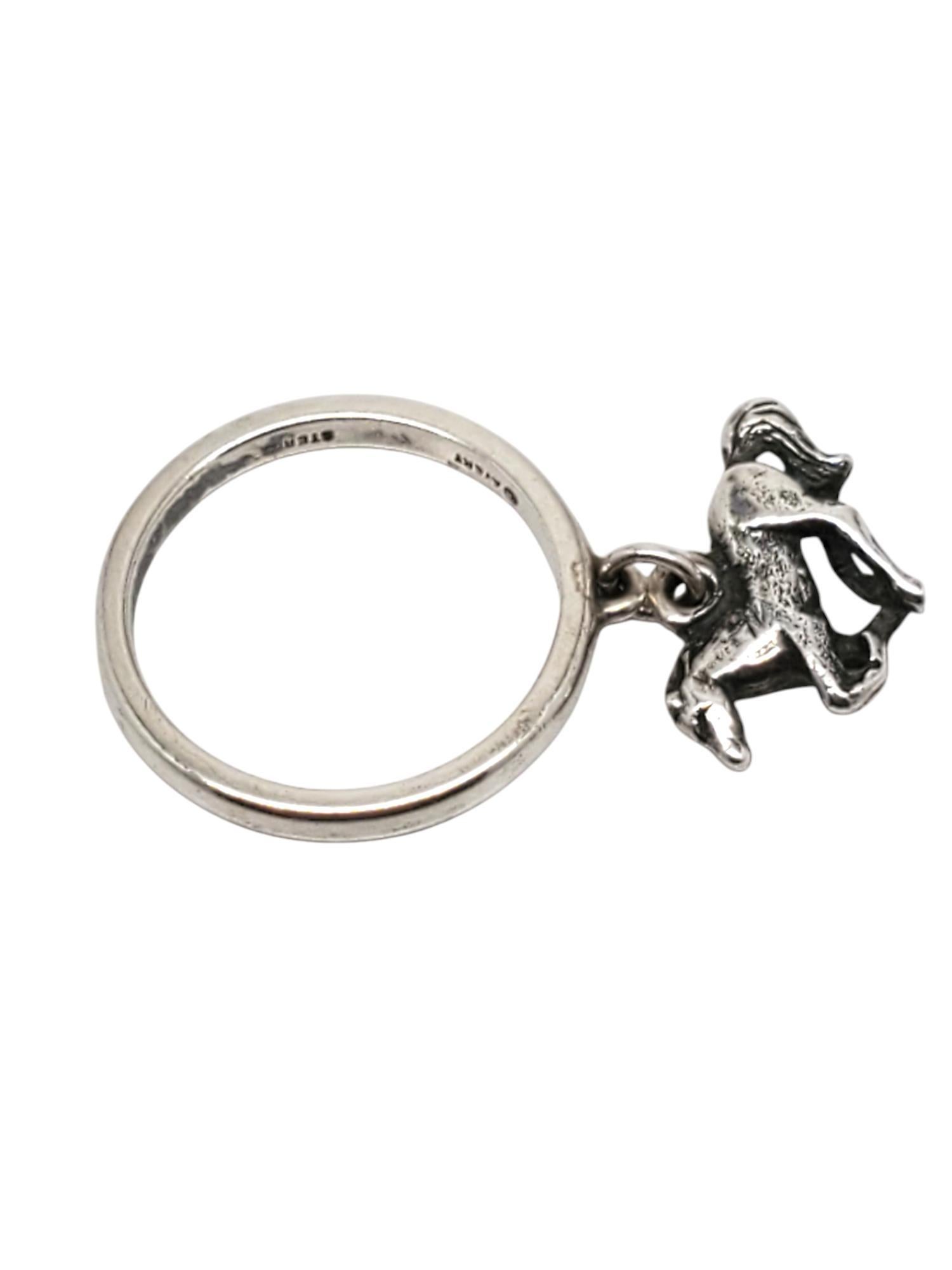 Women's James Avery Sterling Silver Horse Dangle Ring Size 6 #20820 For Sale
