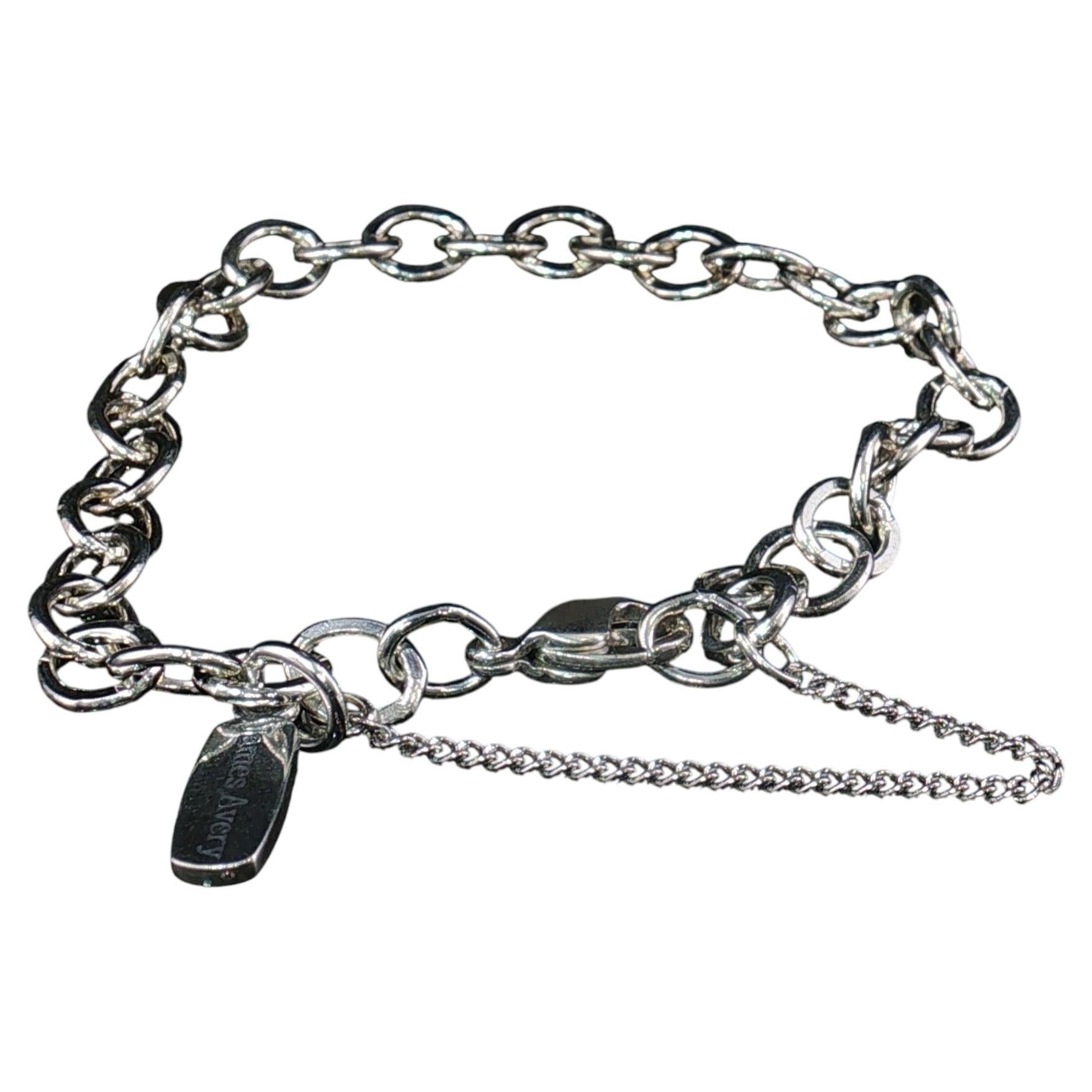 James Avery Sterling Silver Oval Link Chain Bracelet 7" Safety Chain 8.3g Estate