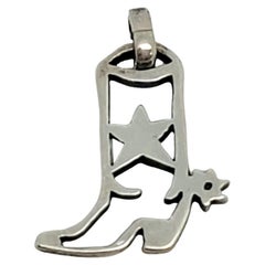 Vintage James Avery Sterling Silver Star Cowboy Boot Charm Pendant