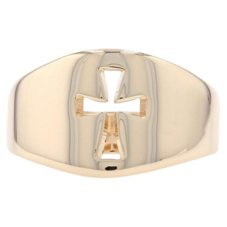 James Avery Wide Crosslet Statement Band Yellow Gold 14 Karat Cut Out Cross Ring