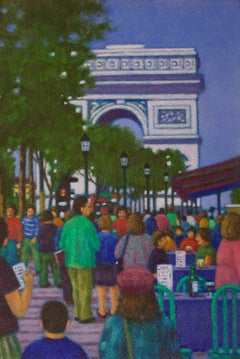 Vintage Arc de Triomphe Paris - Late 20th Century Impressionist Oil by James B. Woods 