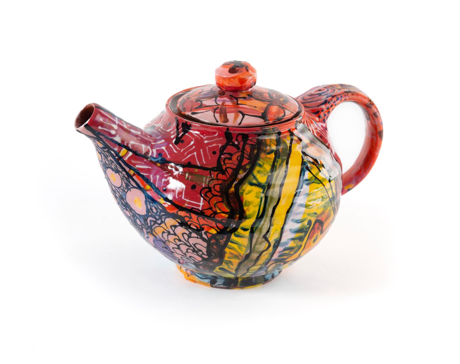 James Baldwin Teapot in Glazed Stoneware by Roberto Lugo In New Condition In Philadelphia, PA