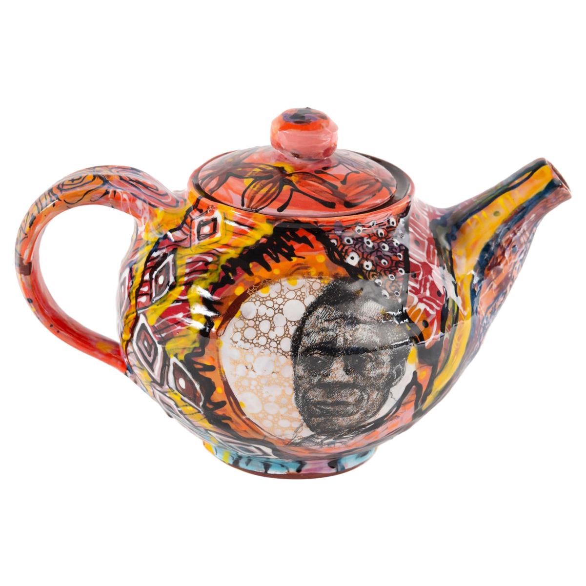 James Baldwin Teapot in Glazed Stoneware by Roberto Lugo