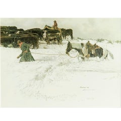 Lithographie « The Drift on Skull Creek Pass » de James Bama, édition limitée et numérotée