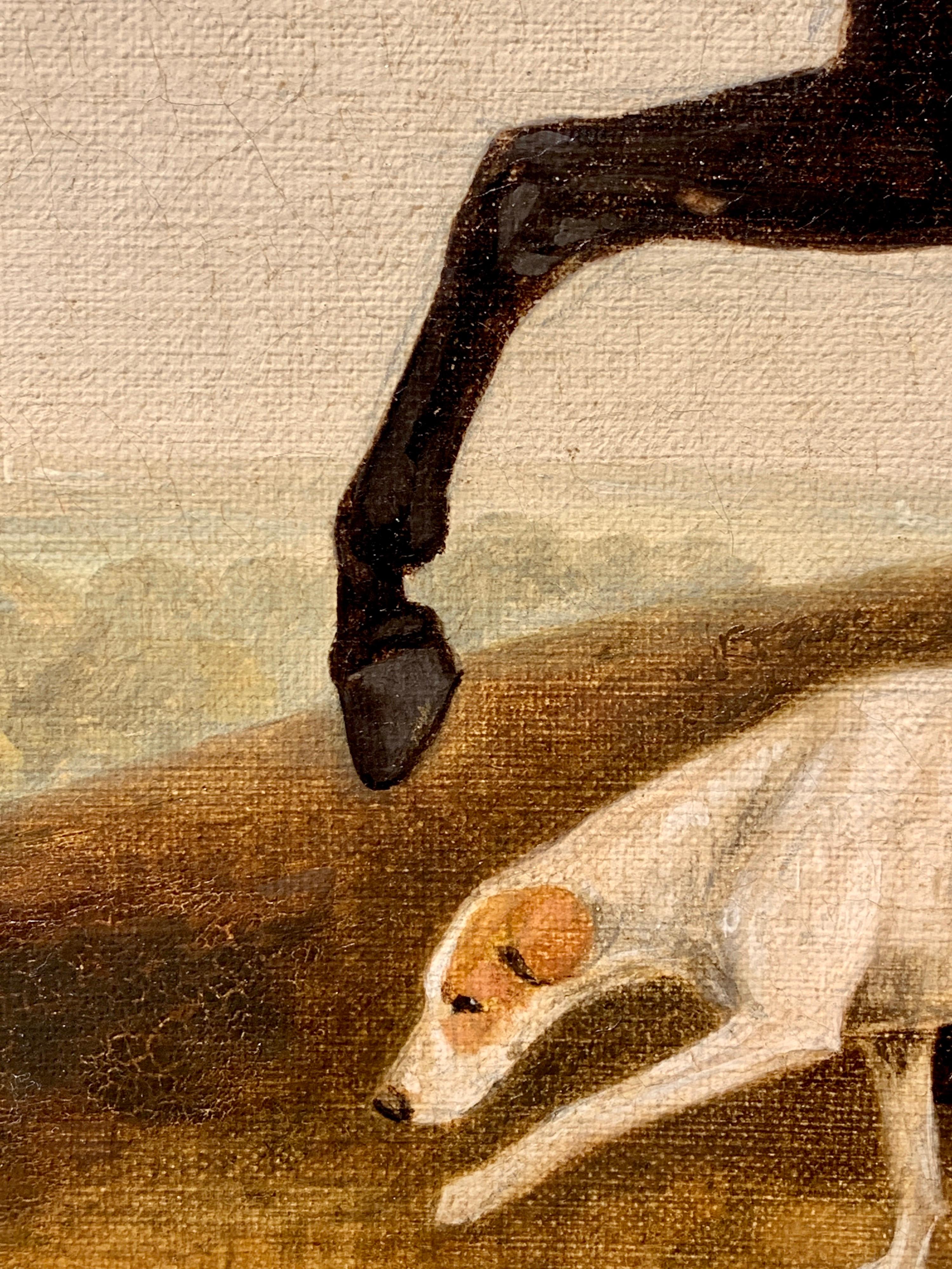Antique Angleterre du 19ème siècle, chasseur de renard et chiens de chasse dans un paysage.  en vente 3