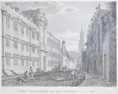 Exeter College, Oxford 19th century engraving by James Basire after Turner