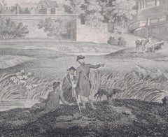 Magdalen College, Oxford Tower and Bridge 18th century engraving by James Basire