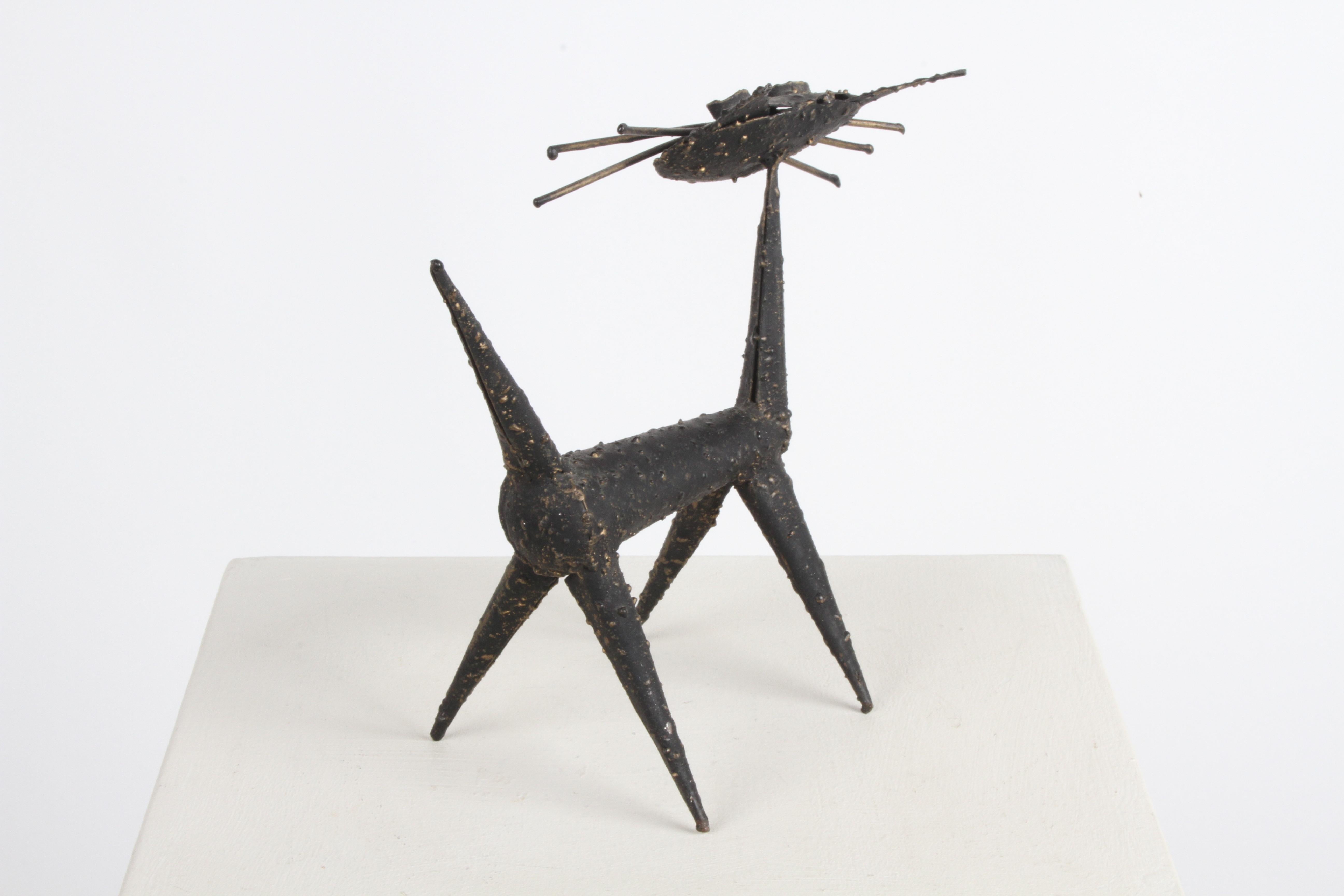 Sculpture de chat brutaliste de style James Bearden des années 1960 en bronze soudé et peint en noir en vente 2