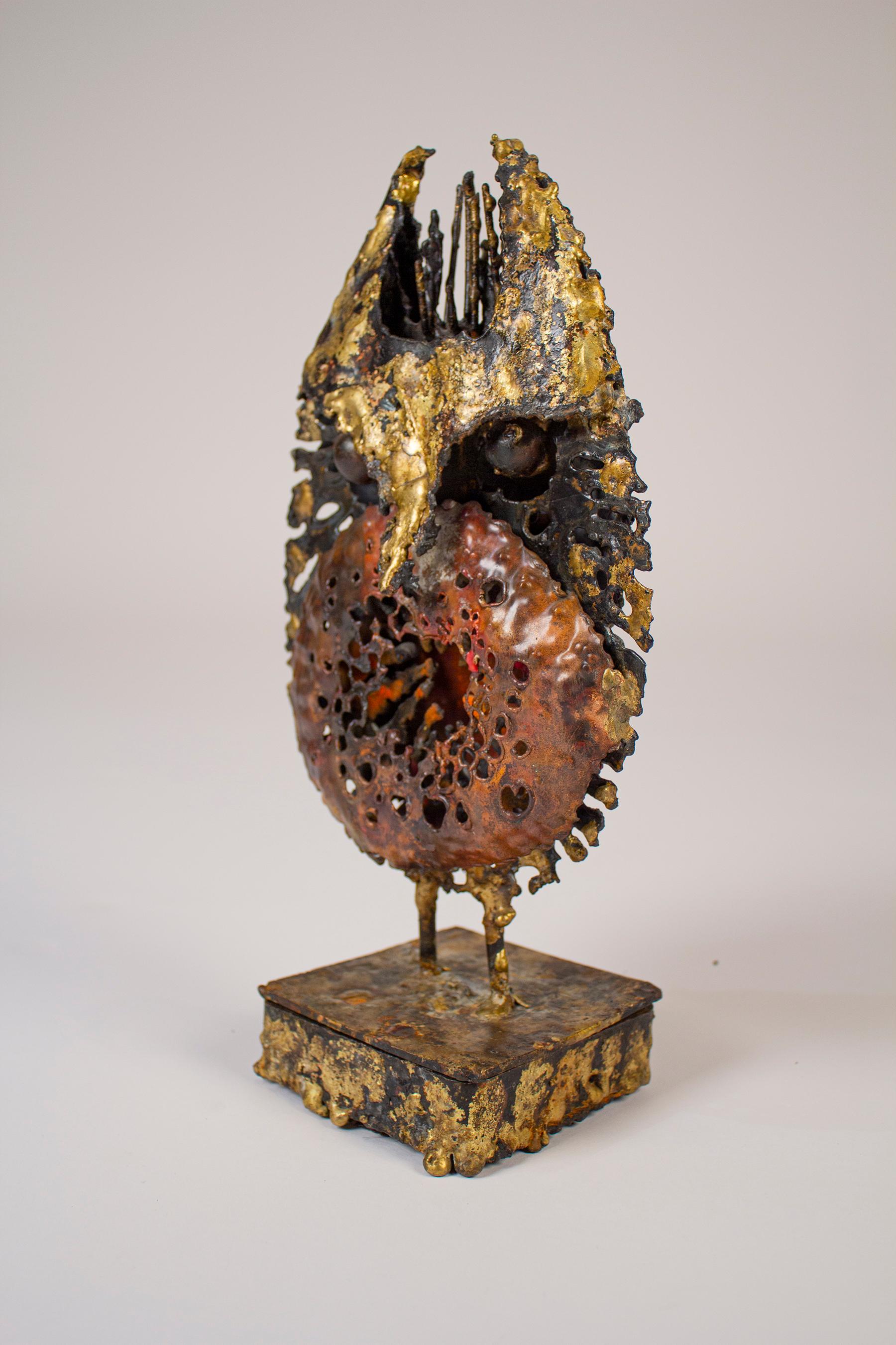 American James Bearden Brutalist Owl Sculpture with Stash Box in Base 