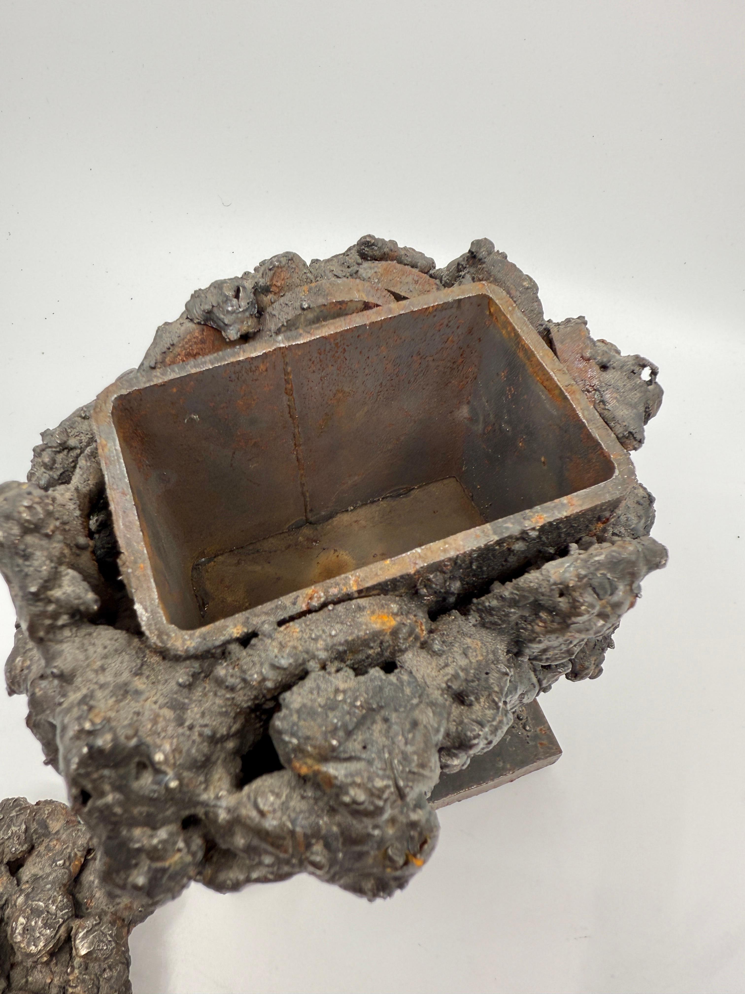 James Bearden Brutalist Sculptured Steel “Barnacle Box” For Sale 9