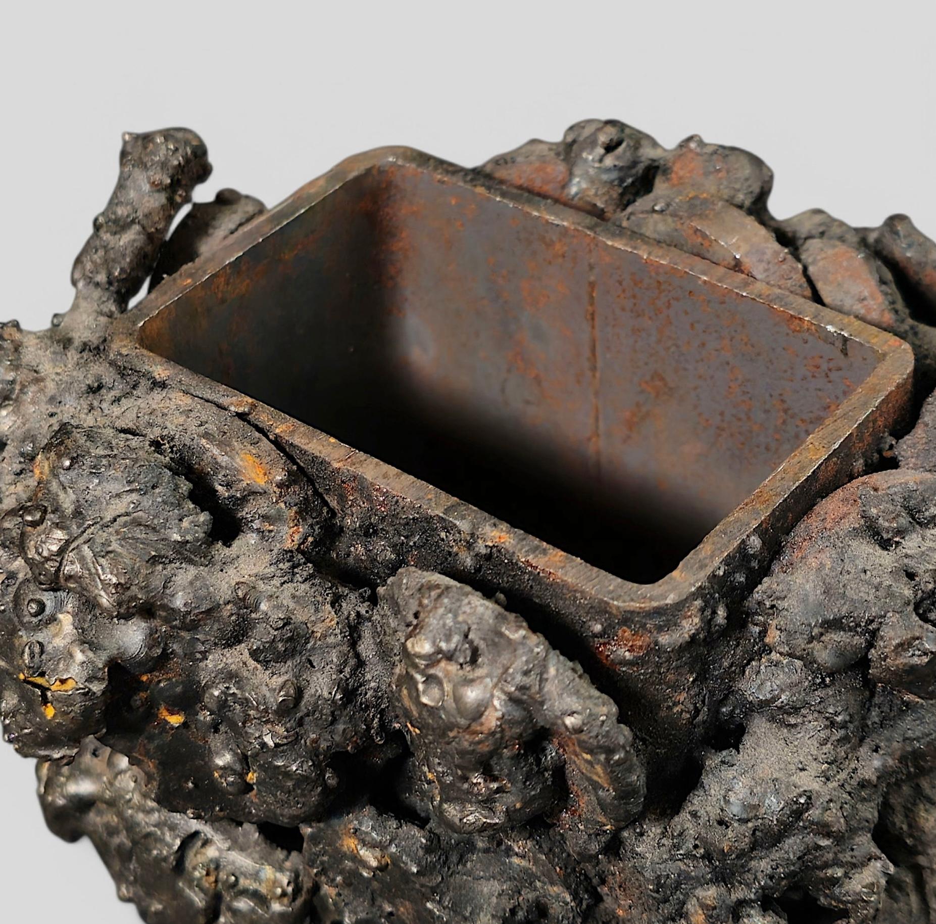 James Bearden Brutalist Sculptured Steel “Barnacle Box” For Sale 1