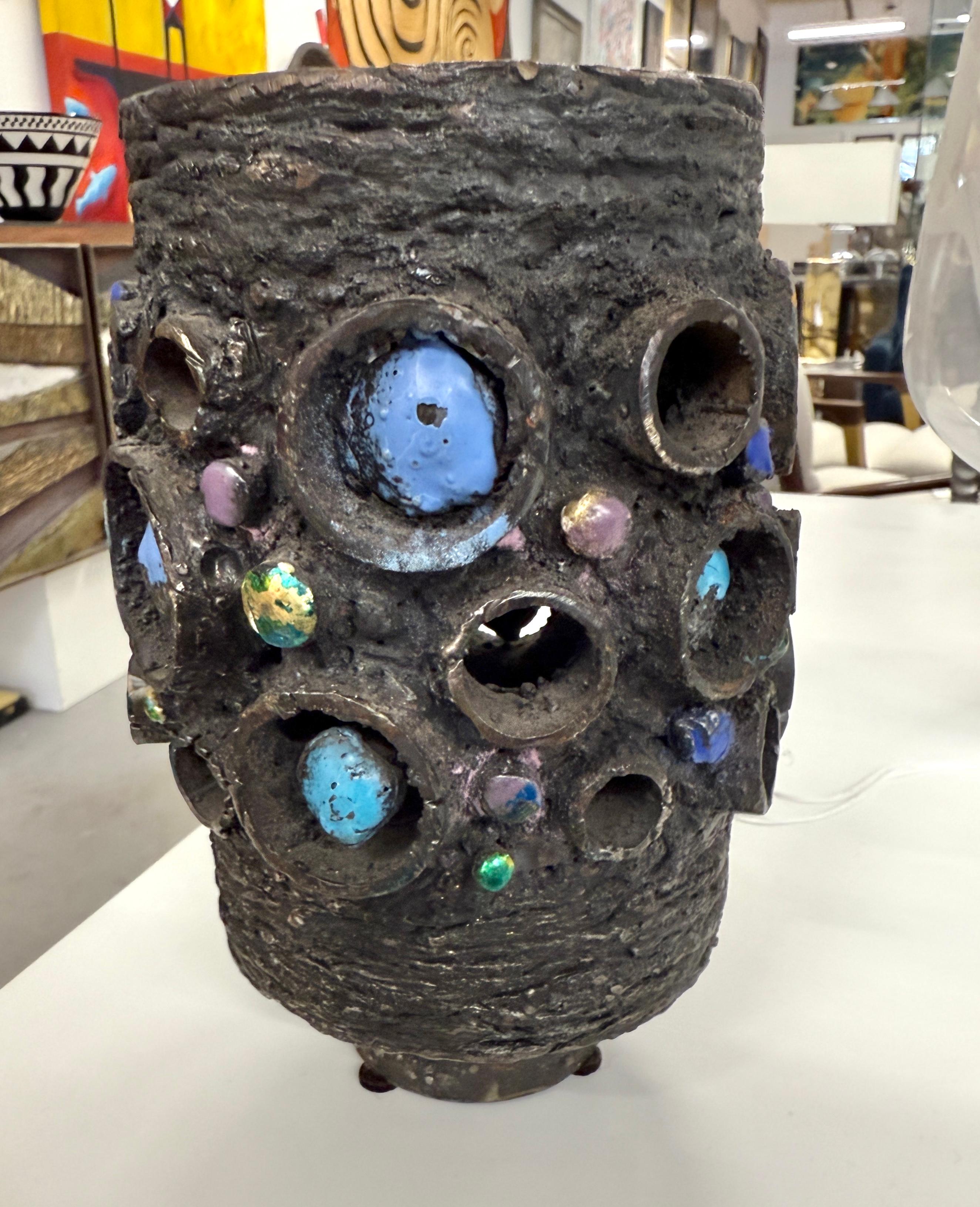 James Bearden Vaisseau-sculpture brutaliste en acier et émail en vente 5