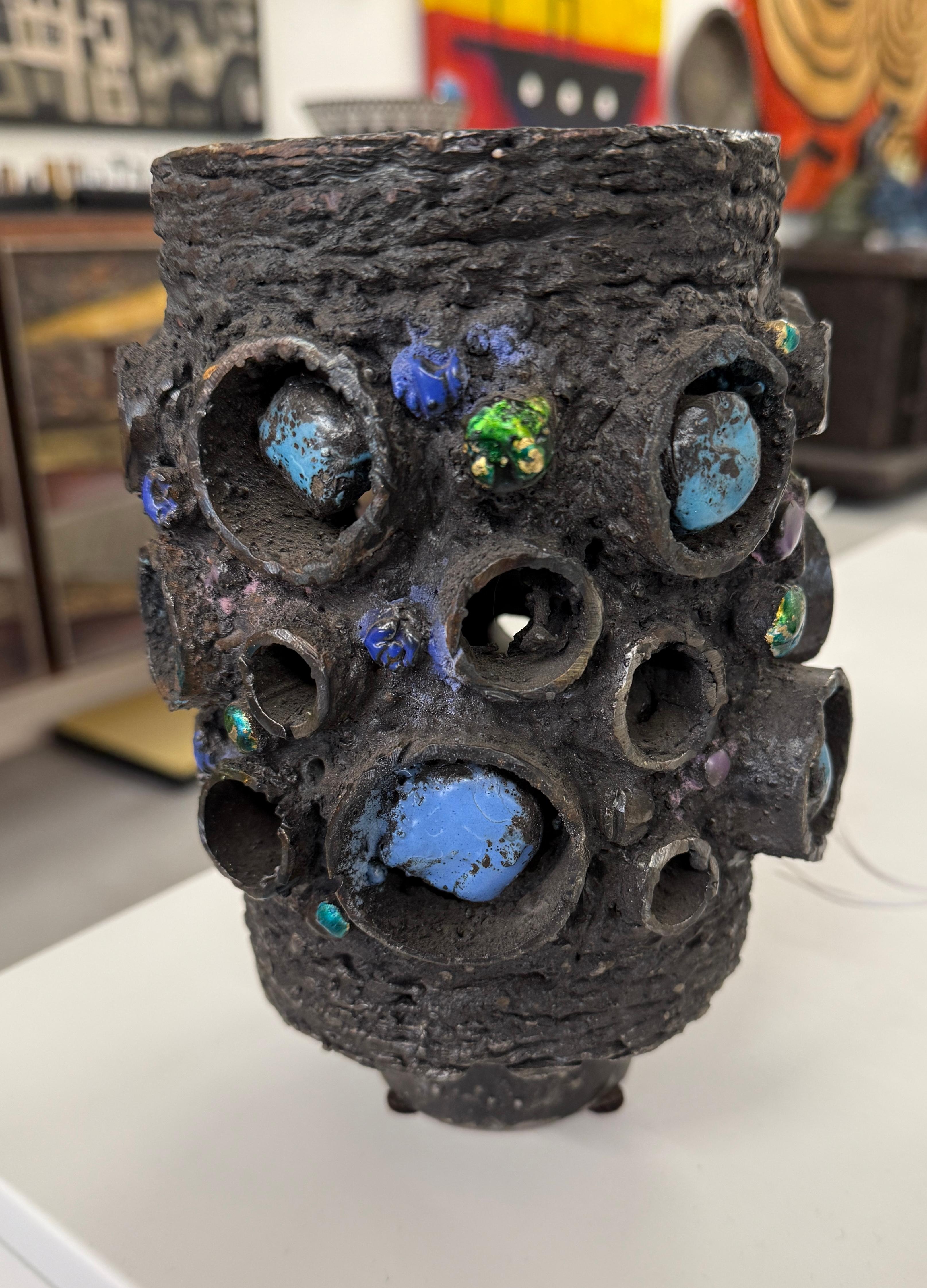 James Bearden Vaisseau-sculpture brutaliste en acier et émail en vente 2