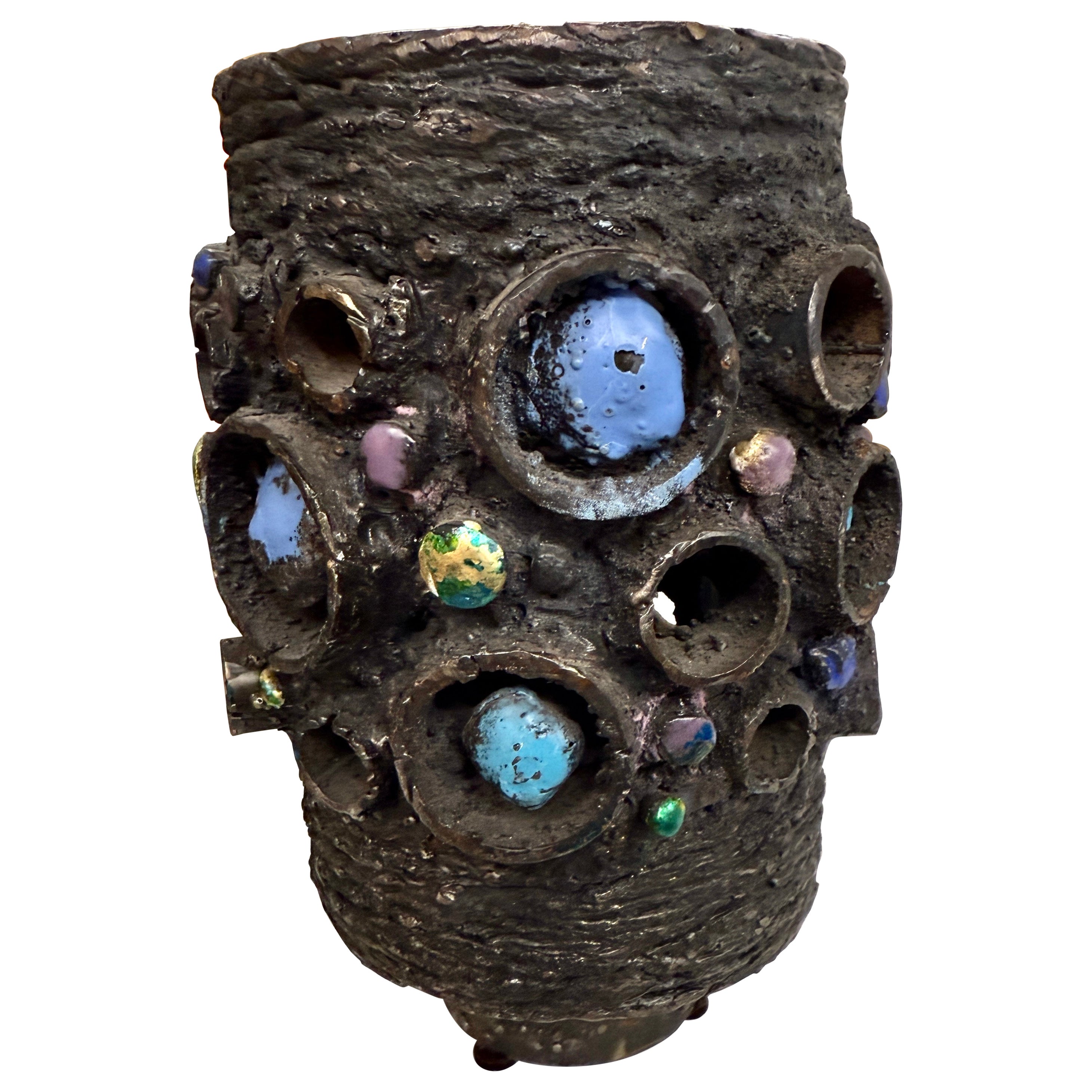 James Bearden Vaisseau-sculpture brutaliste en acier et émail en vente