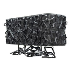 James Bearden Cosmic 'Array' Brutalist 2-Door Cabinet - Steel with Metallic Wash