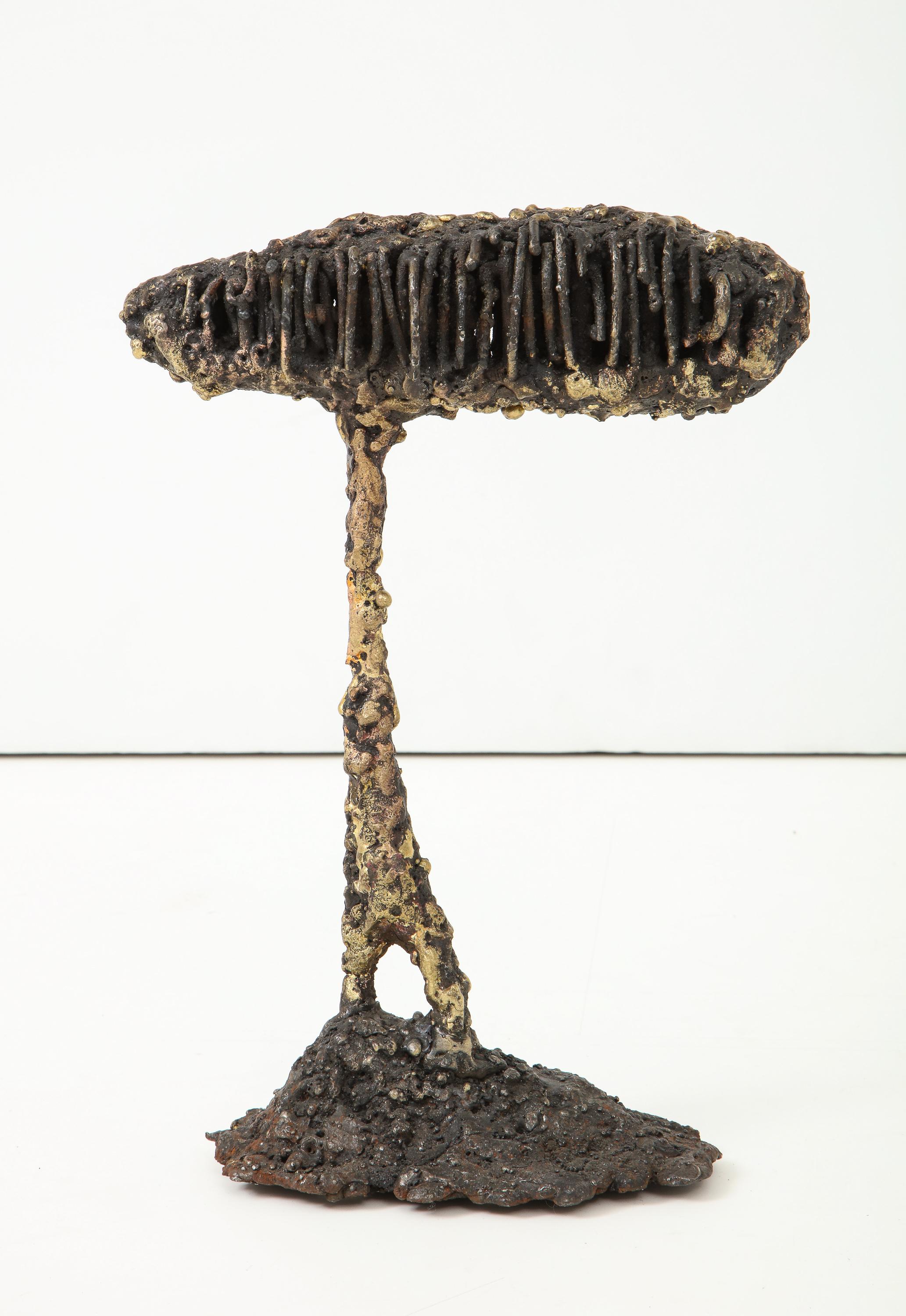 Abstract sculpture of torch-cut steel and bronze by American artist James Bearden. From his “Woven” series, 2019. Bearden's work was featured in a 2020 solo exhibition at the NY Design Center titled 