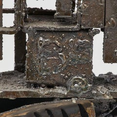 Escultura Brutalista Abstracta, Acero Dorado y Bronce James Bearden American Mod