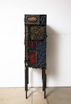 James Bearden "Segment Cabinet" in Polychromed and Bronzed Steel