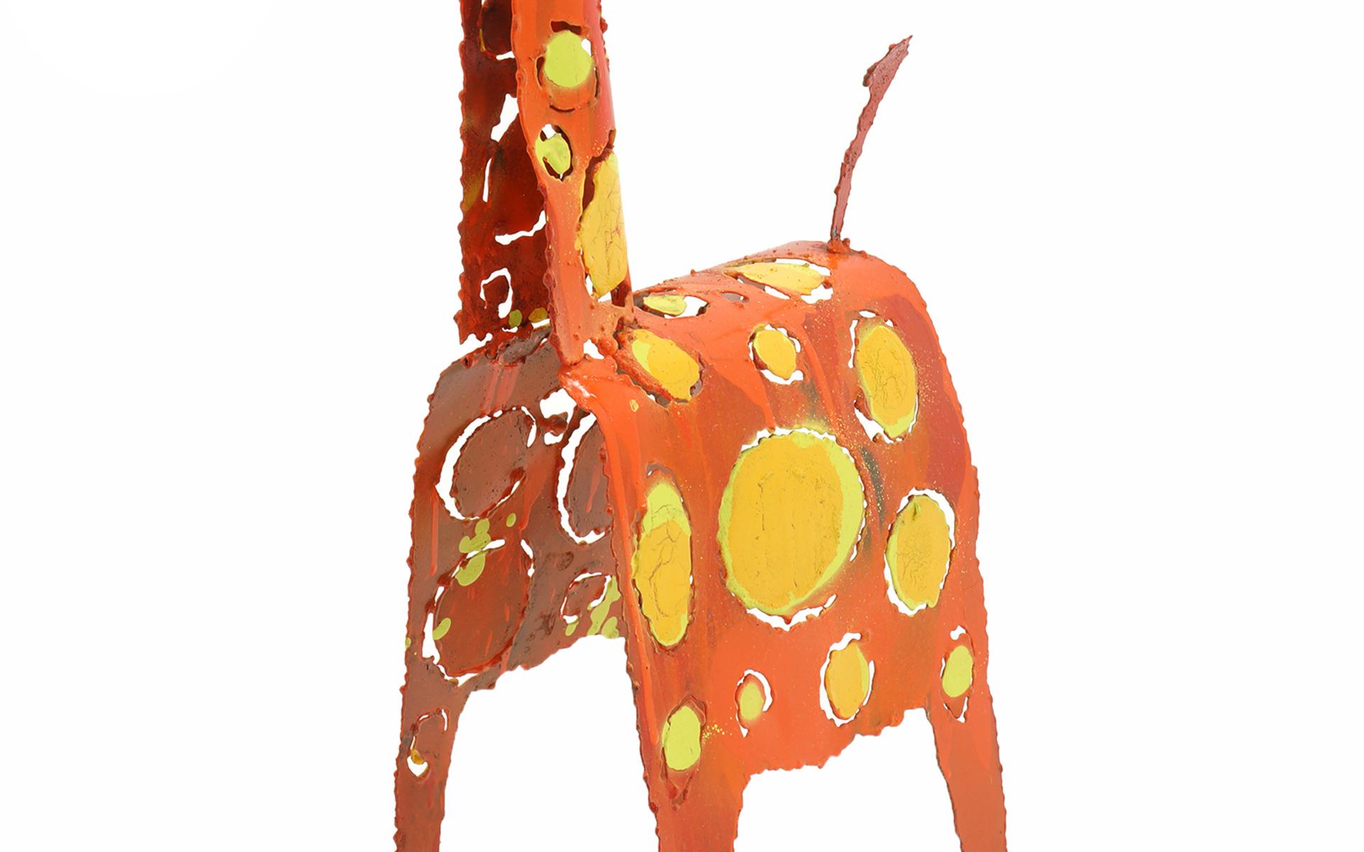 Modern James Bearden Table Top Girafe Sculpture, Orange and Yellow Enamaled Steel