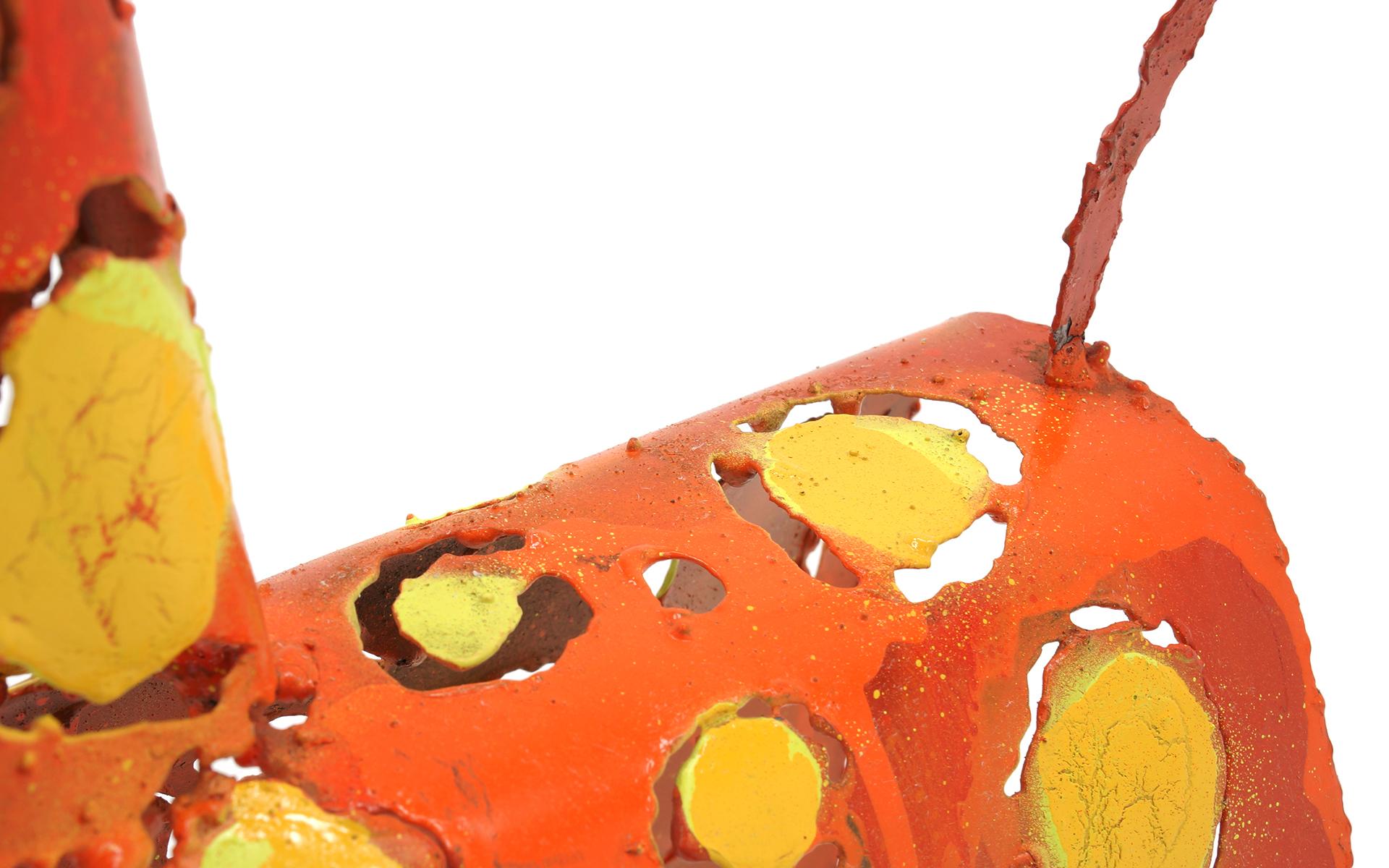 James Bearden Table Top Girafe Sculpture, Orange and Yellow Enamaled Steel In Excellent Condition In Kansas City, MO