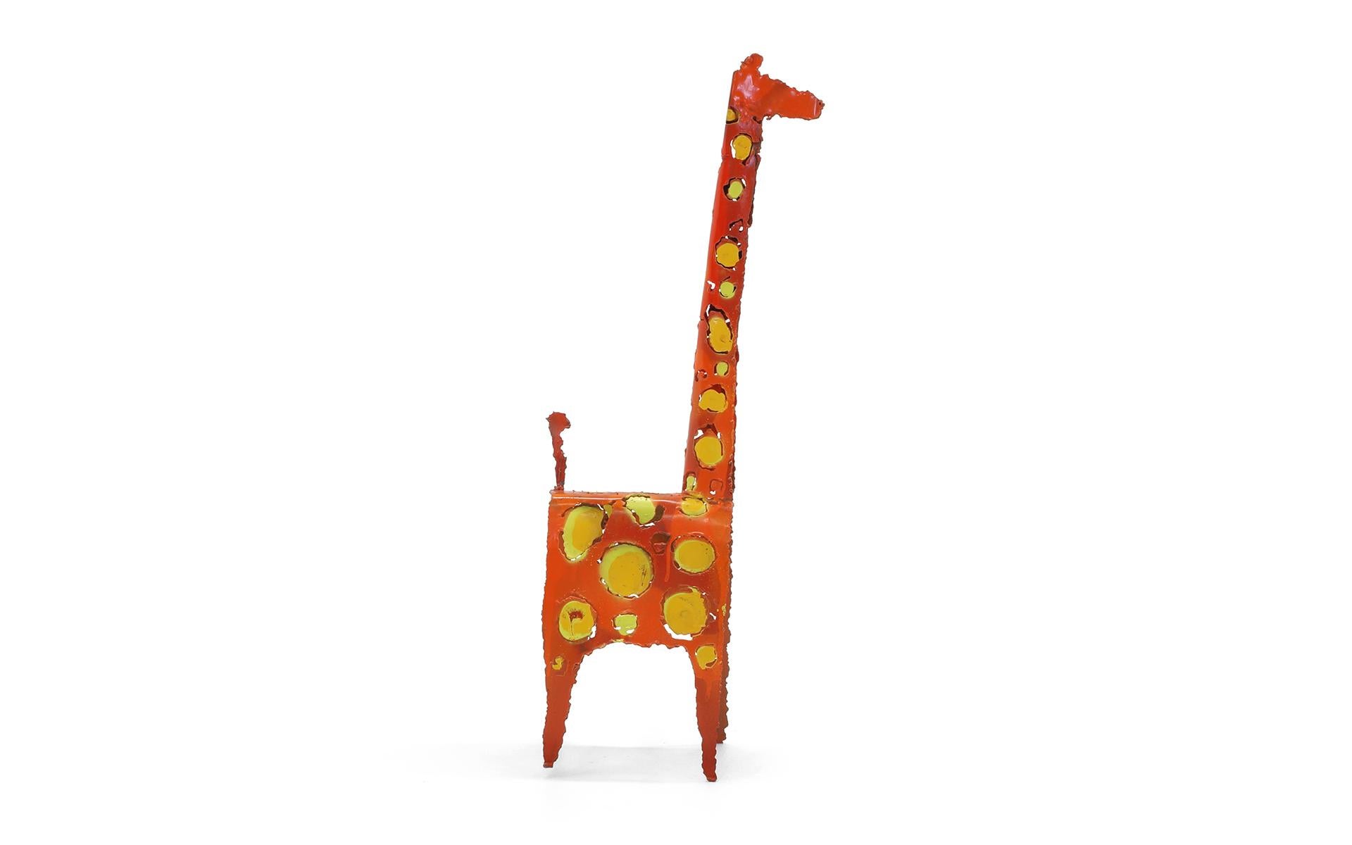 Contemporary James Bearden Table Top Girafe Sculpture, Orange and Yellow Enamaled Steel