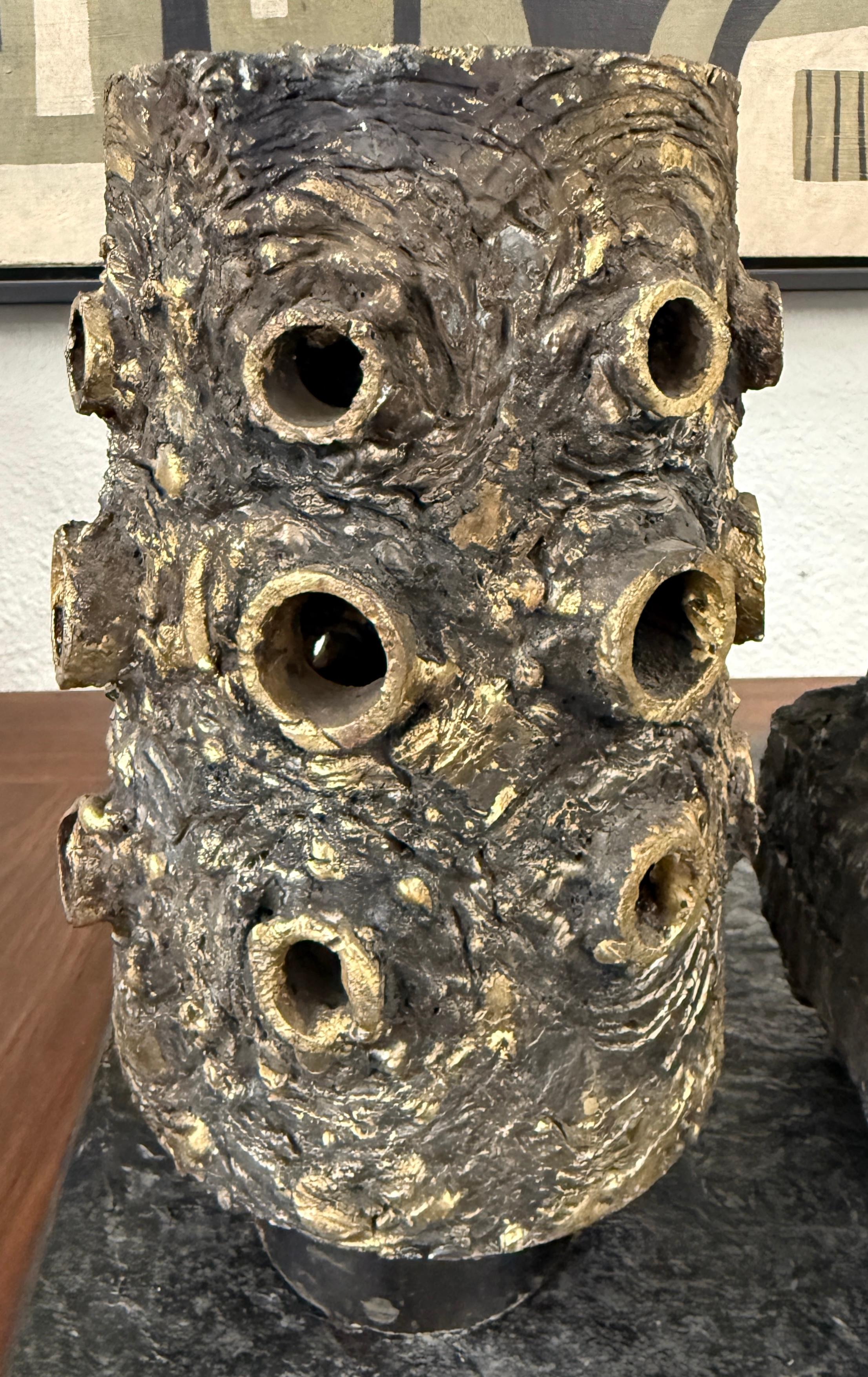 James Bearden Torch cut Steel and Bronze Vessel For Sale 9